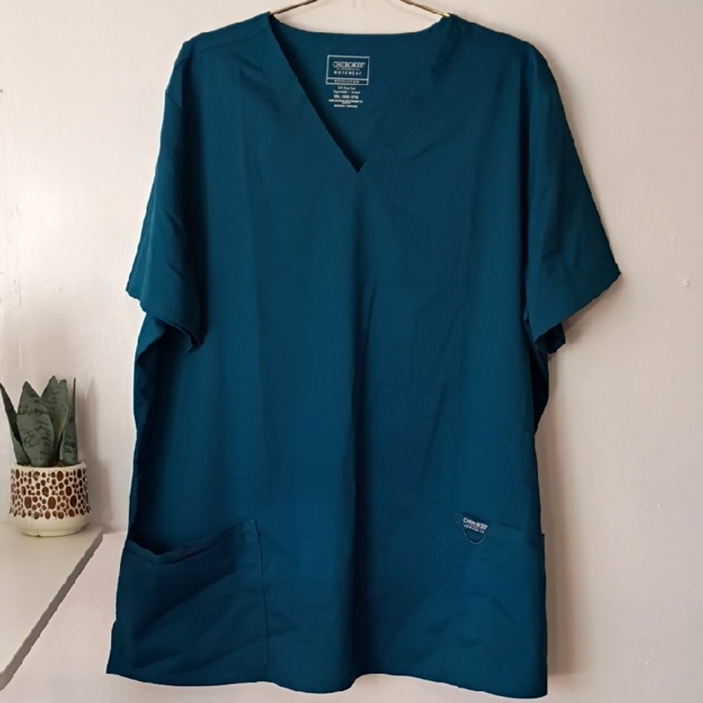 Cherokee Deep Teal V-Neck Scrub Top Men size 2xl scrubs